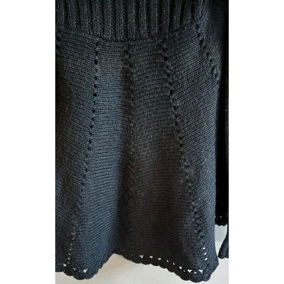 Lucky Brand Open Cardigan Women's Small Black Alpaca Wool Scalloped Edge Flowy - Picture 8 of 8